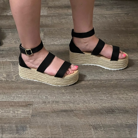 Black Suede Platform Espadrille Sandals▪️ Size 9 - Picture 6 of 8